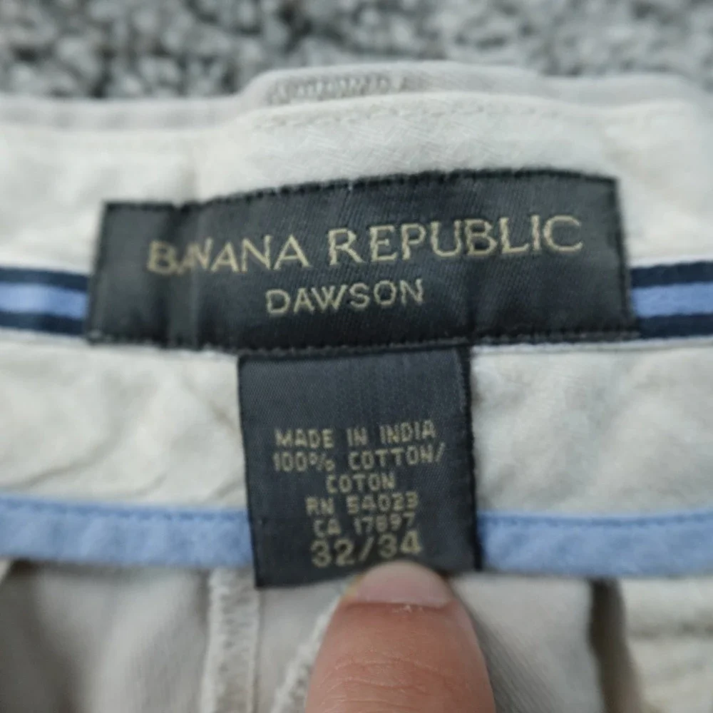 Banana Republic Pants Mens 32X34 Beige Tan Khaki Dawson Chino Trouser Flat Front